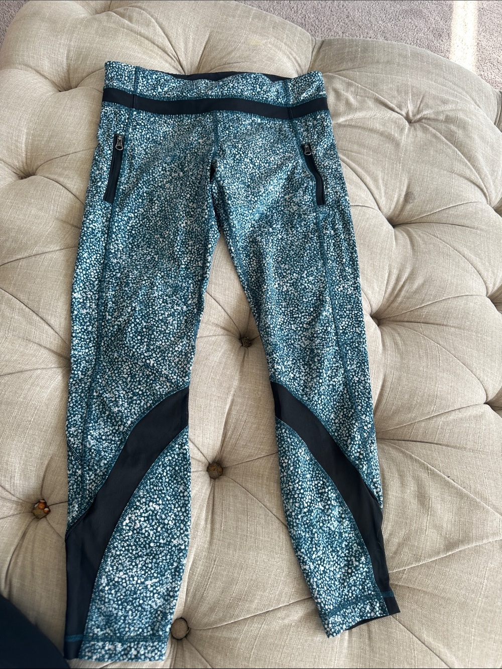 lululemon athletica Teal Speckle Leggings with Black Panels
